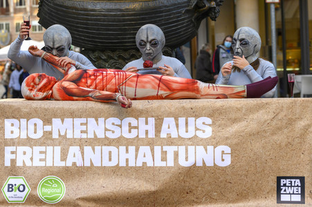 PETA-Demo gegen Speziesismus in Nürnberg