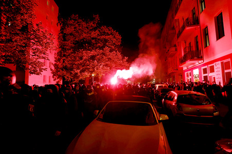 Demonstration gegen die Räumung des Wagencamps 'Köpi' in Berlin