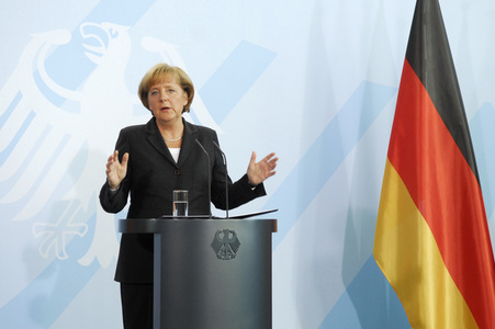 Pressekonferenz zur Finanzkrise in Berlin
