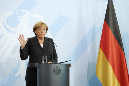 Pressekonferenz zur Finanzkrise in Berlin