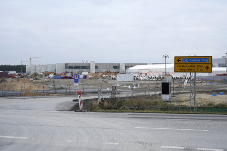 Baustelle der Tesla Gigafactory 4 in Grünheide