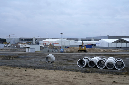 Baustelle der Tesla Gigafactory 4 in Grünheide