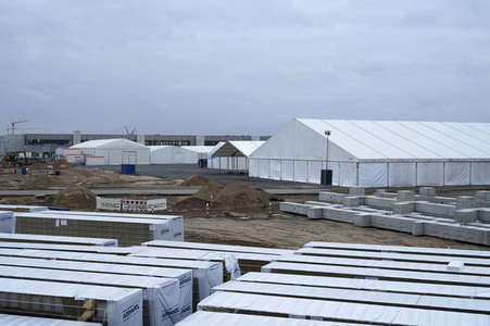 Baustelle der Tesla Gigafactory 4 in Grünheide