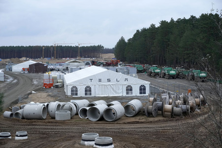 Baustelle der Tesla Gigafactory 4 in Grünheide