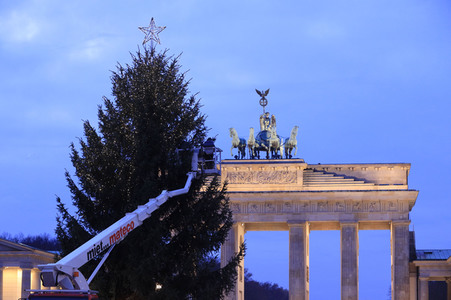 Weihnachtsbaum am Brandenburger Tor in Berlin