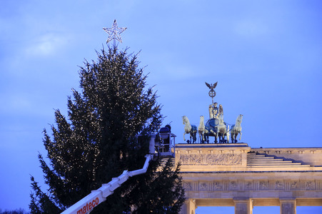 Weihnachtsbaum am Brandenburger Tor in Berlin