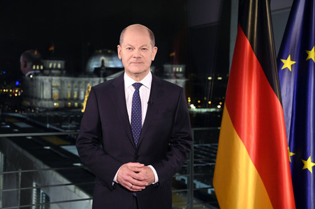 Neujahrsansprache des Bundeskanzlers Olaf Scholz in Berlin