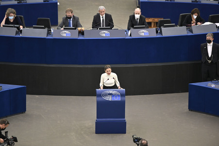 Wahl der neuen EU-Präsidentin im Europäischen Parlament in Straßburg