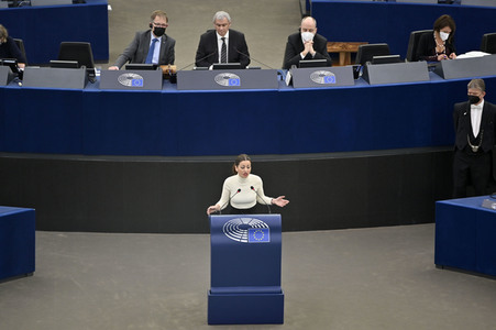 Wahl der neuen EU-Präsidentin im Europäischen Parlament in Straßburg