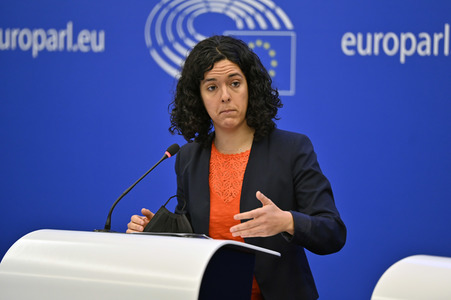 Pressekonferenz der Fraktion Die Linke im EU-Parlament in Straßburg