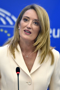 Pressekonferenz mit Roberta Metsola im Europäischen Parlament in Straßburg
