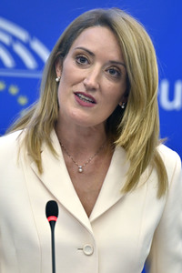 Pressekonferenz mit Roberta Metsola im Europäischen Parlament in Straßburg