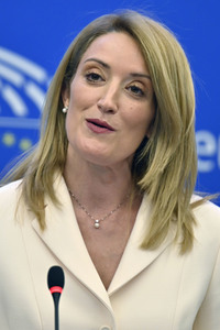 Pressekonferenz mit Roberta Metsola im Europäischen Parlament in Straßburg