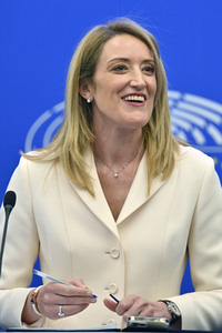 Pressekonferenz mit Roberta Metsola im Europäischen Parlament in Straßburg