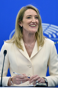 Pressekonferenz mit Roberta Metsola im Europäischen Parlament in Straßburg