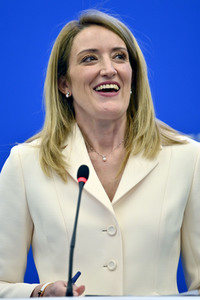 Pressekonferenz mit Roberta Metsola im Europäischen Parlament in Straßburg