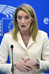 Pressekonferenz mit Roberta Metsola im Europäischen Parlament in Straßburg