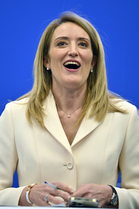 Pressekonferenz mit Roberta Metsola im Europäischen Parlament in Straßburg