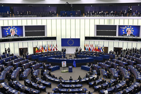 Gedenkfeier für David Sassoli im Europäischen Parlament in Straßburg