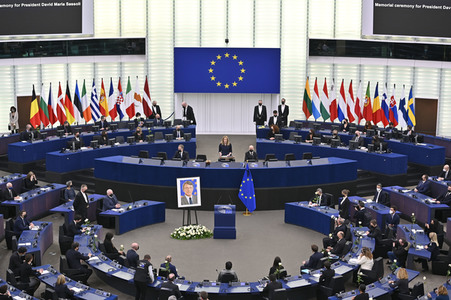 Gedenkfeier für David Sassoli im Europäischen Parlament in Straßburg