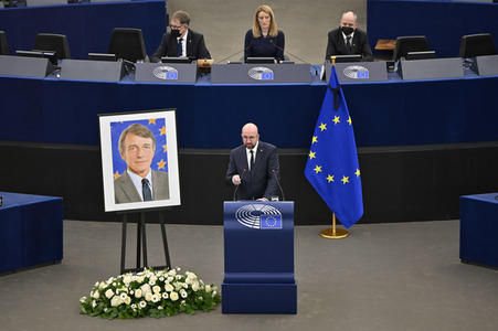 Gedenkfeier für David Sassoli im Europäischen Parlament in Straßburg
