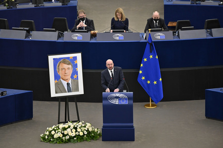 Gedenkfeier für David Sassoli im Europäischen Parlament in Straßburg