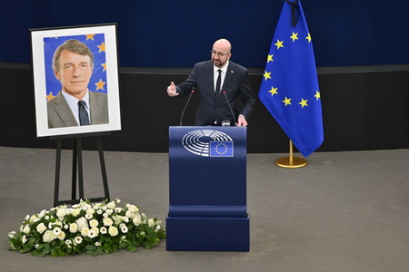 Gedenkfeier für David Sassoli im Europäischen Parlament in Straßburg