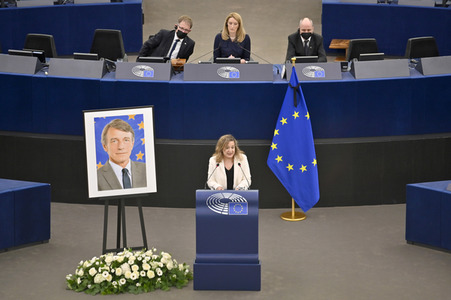 Gedenkfeier für David Sassoli im Europäischen Parlament in Straßburg
