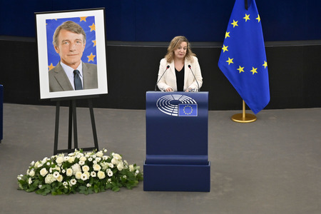 Gedenkfeier für David Sassoli im Europäischen Parlament in Straßburg
