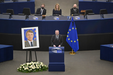 Gedenkfeier für David Sassoli im Europäischen Parlament in Straßburg