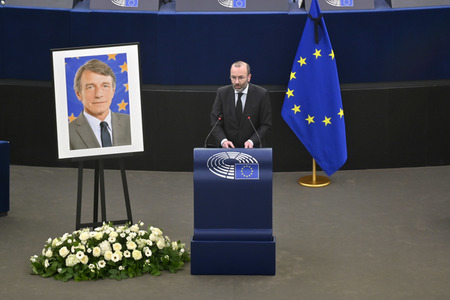 Gedenkfeier für David Sassoli im Europäischen Parlament in Straßburg