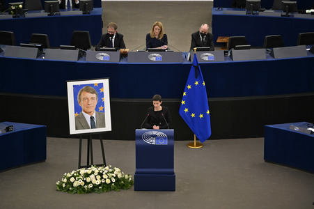 Gedenkfeier für David Sassoli im Europäischen Parlament in Straßburg