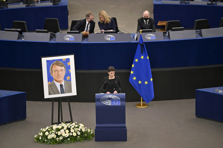Gedenkfeier für David Sassoli im Europäischen Parlament in Straßburg