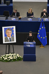 Gedenkfeier für David Sassoli im Europäischen Parlament in Straßburg