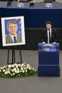Gedenkfeier für David Sassoli im Europäischen Parlament in Straßburg