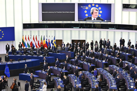 Gedenkfeier für David Sassoli im Europäischen Parlament in Straßburg