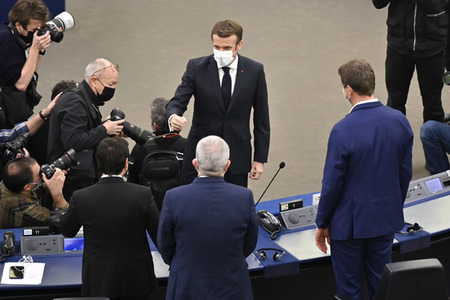 Rede von Emmanuel Macron vor dem EU-Parlament in Straßburg