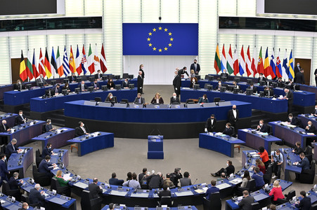 Rede von Emmanuel Macron vor dem EU-Parlament in Straßburg