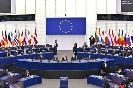 Rede von Emmanuel Macron vor dem EU-Parlament in Straßburg