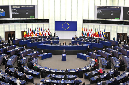 Rede von Emmanuel Macron vor dem EU-Parlament in Straßburg