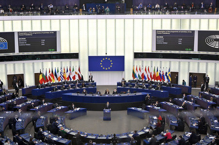 Rede von Emmanuel Macron vor dem EU-Parlament in Straßburg