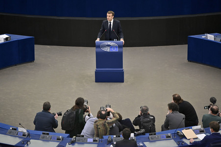 Rede von Emmanuel Macron vor dem EU-Parlament in Straßburg
