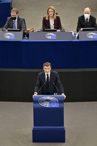 Rede von Emmanuel Macron vor dem EU-Parlament in Straßburg