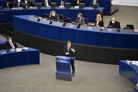 Rede von Emmanuel Macron vor dem EU-Parlament in Straßburg