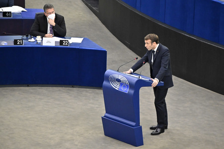 Rede von Emmanuel Macron vor dem EU-Parlament in Straßburg