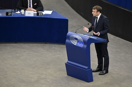 Rede von Emmanuel Macron vor dem EU-Parlament in Straßburg