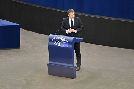 Rede von Emmanuel Macron vor dem EU-Parlament in Straßburg