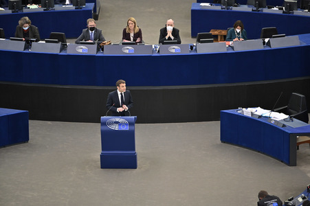 Rede von Emmanuel Macron vor dem EU-Parlament in Straßburg