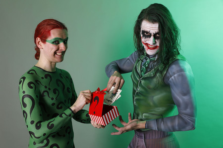 GEEK ART: Joker meets Riddler Bodypainting
