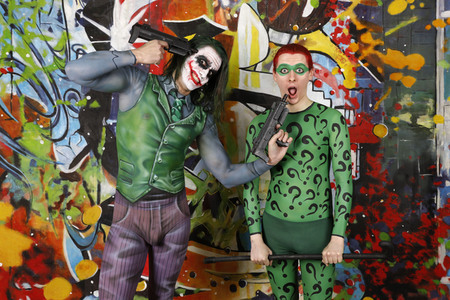 GEEK ART: Joker meets Riddler Bodypainting
